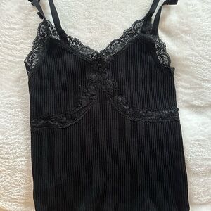 Elegant Black Lace Trimmed Women's Top